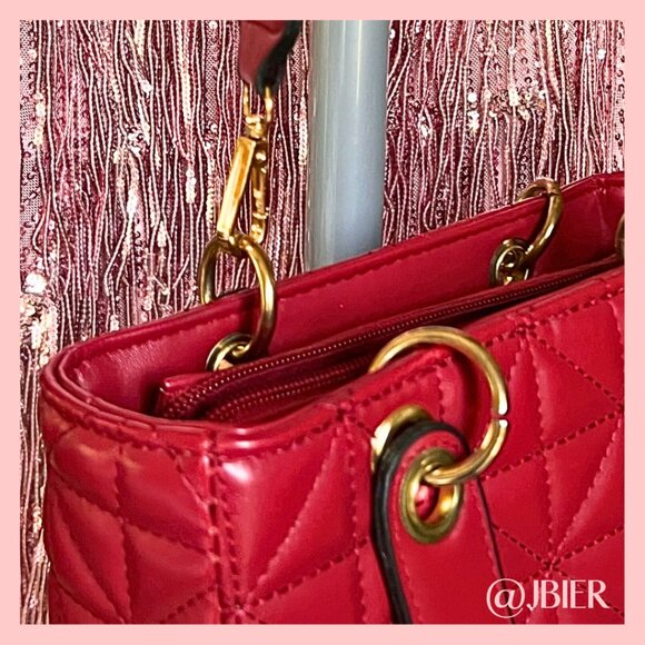 Quilted Faux Leather Crossbody in Red - Picture 5 of 6